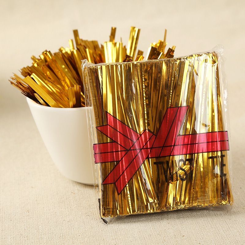 Golden wire tie, metal tie strap, binding wire, tie strip, decorative gold wire, iron wire rope, bread, food, gift, bag sealing detail image 6