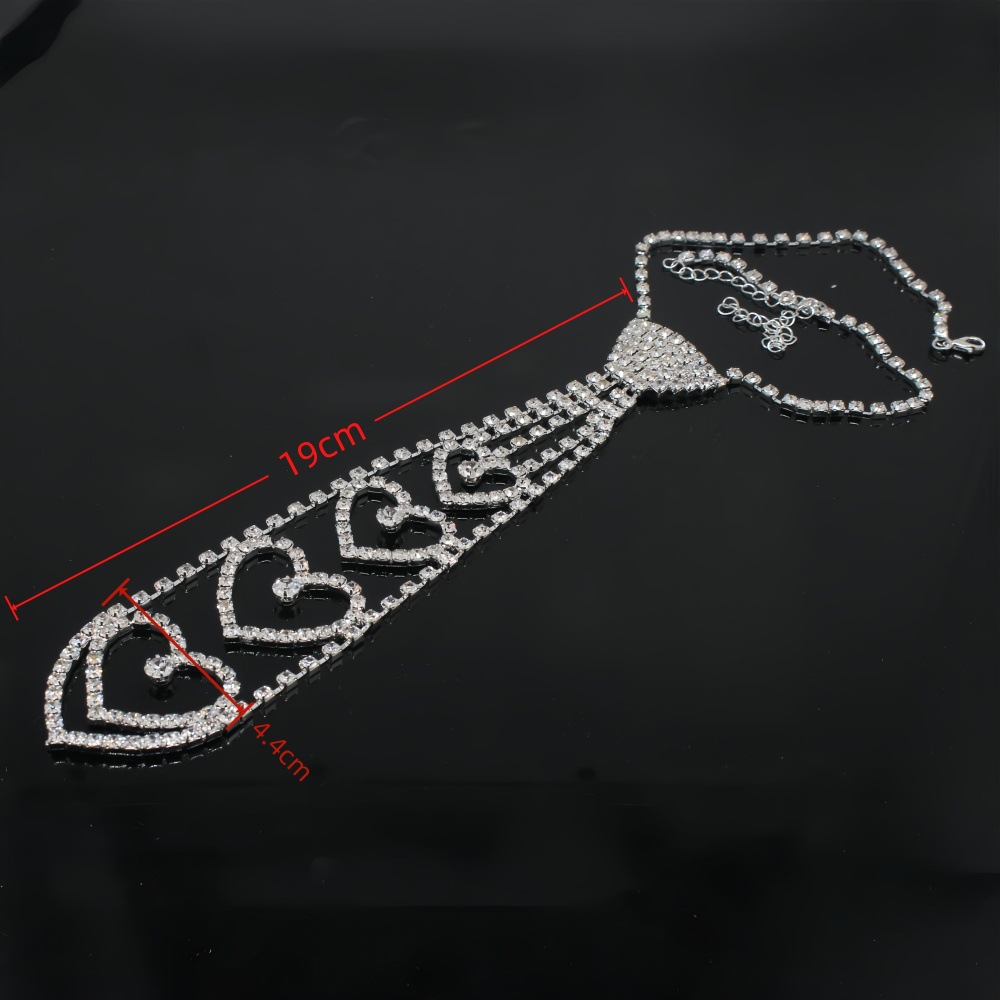 欧美风高级感闪钻桃心形领结项链个性小众爱心领带小众设计高级感详情图6