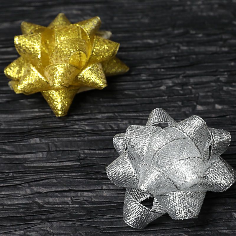 Gold and silver scallions, glittering stars, latte art, Christmas wedding gift box, DIY bow, solid color three-dimensional finished product Specification image
