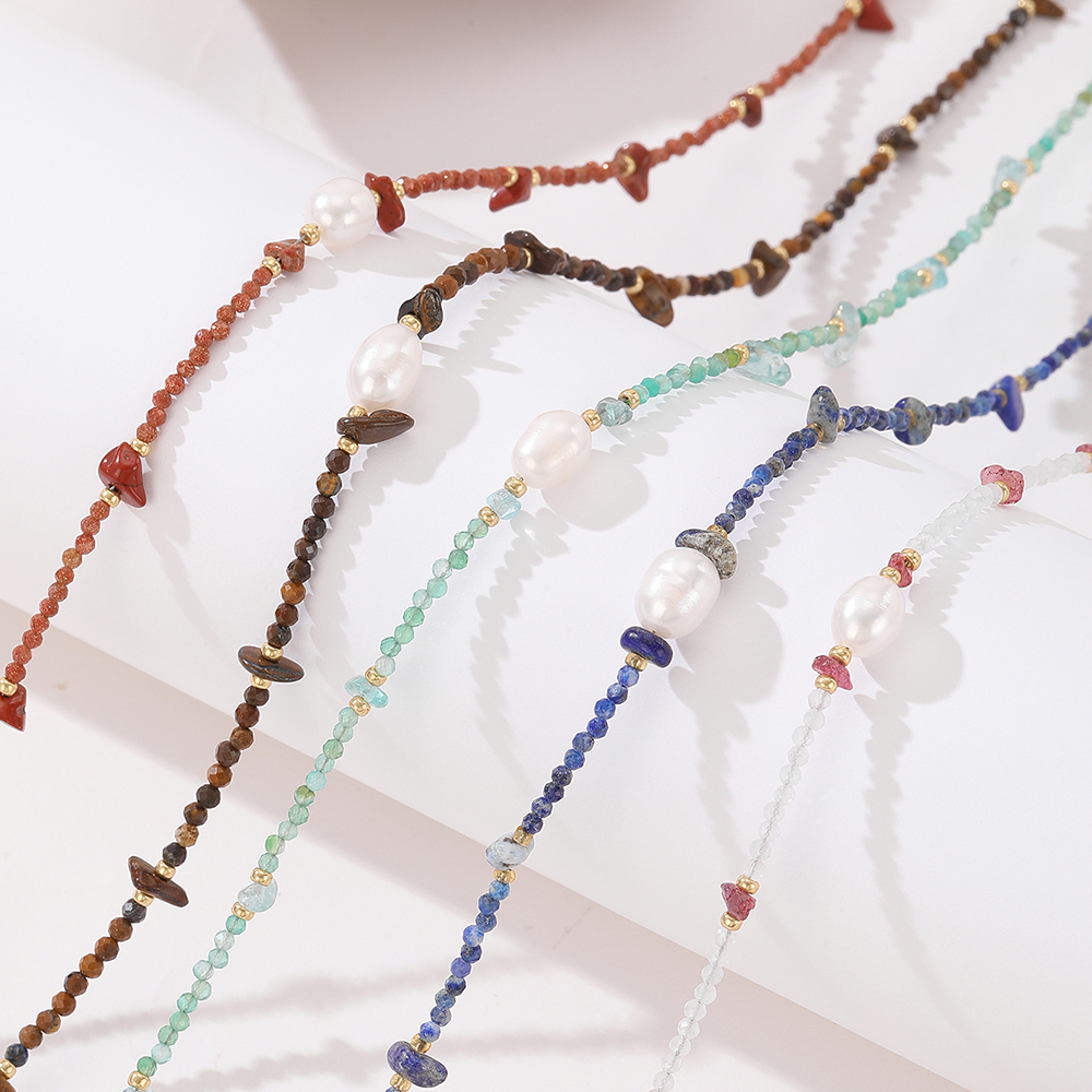 Yunyi decoración inicio retro nuevo estilo chino piedra de cristal natural collar con cuentas mujer estilo nacional otoño e invierno mori sistema apilado de alta clase sentido clavícula gargantilla