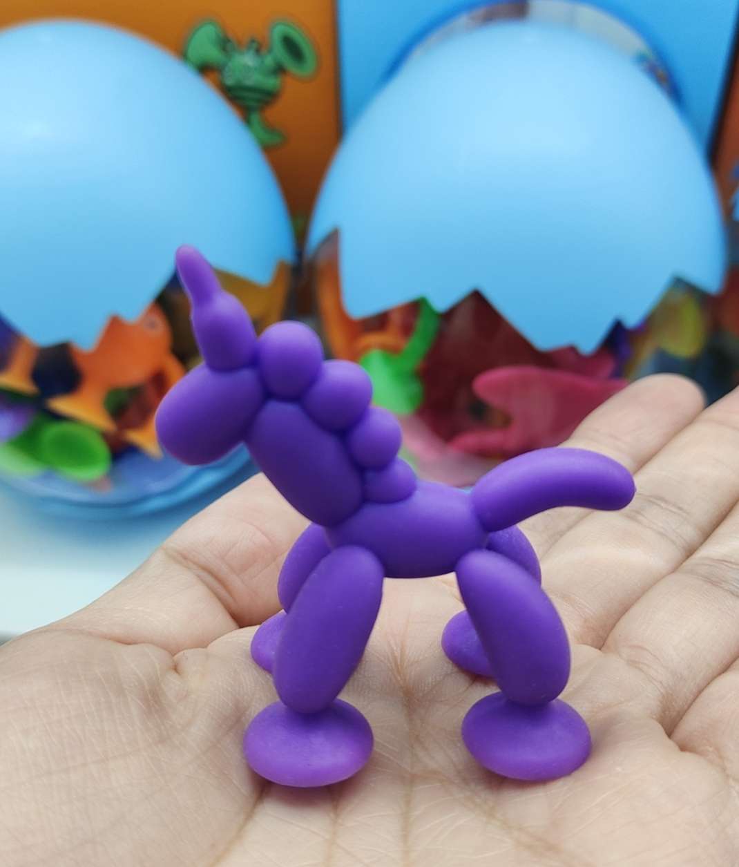 Children's educational soft rubber building blocks, bathroom suction cup toys, bath balloon dog series, 12 eggshell color box set detail image 9