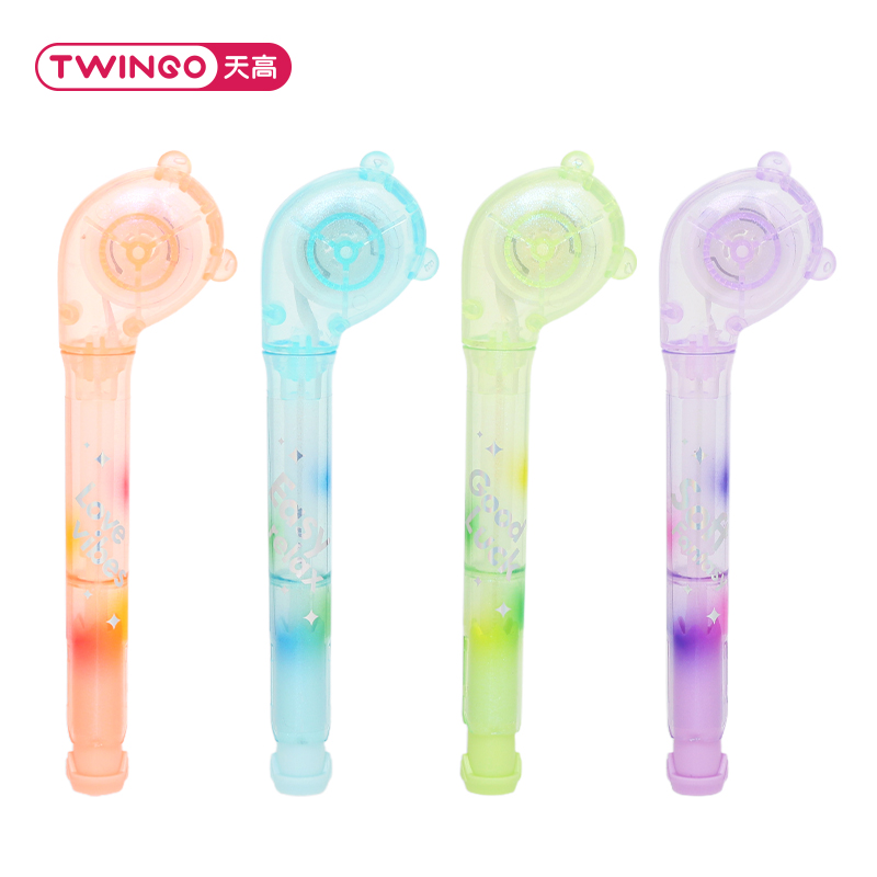 TG-B3381 "Mood Color Stress Relief Correction Tape (Pen Type replaceable) Sweet Pink/Dreamy Purple/Wisdom Blue/Lucky Green" 6-meter correction tape Item Picture