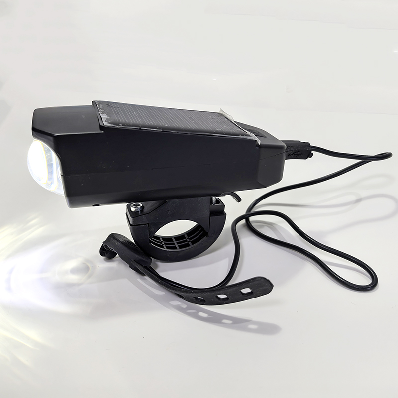 SB-628太阳能喇叭前灯USB充电自行车前灯喇叭灯铃铛夜骑行前灯单车强光手电筒装备
