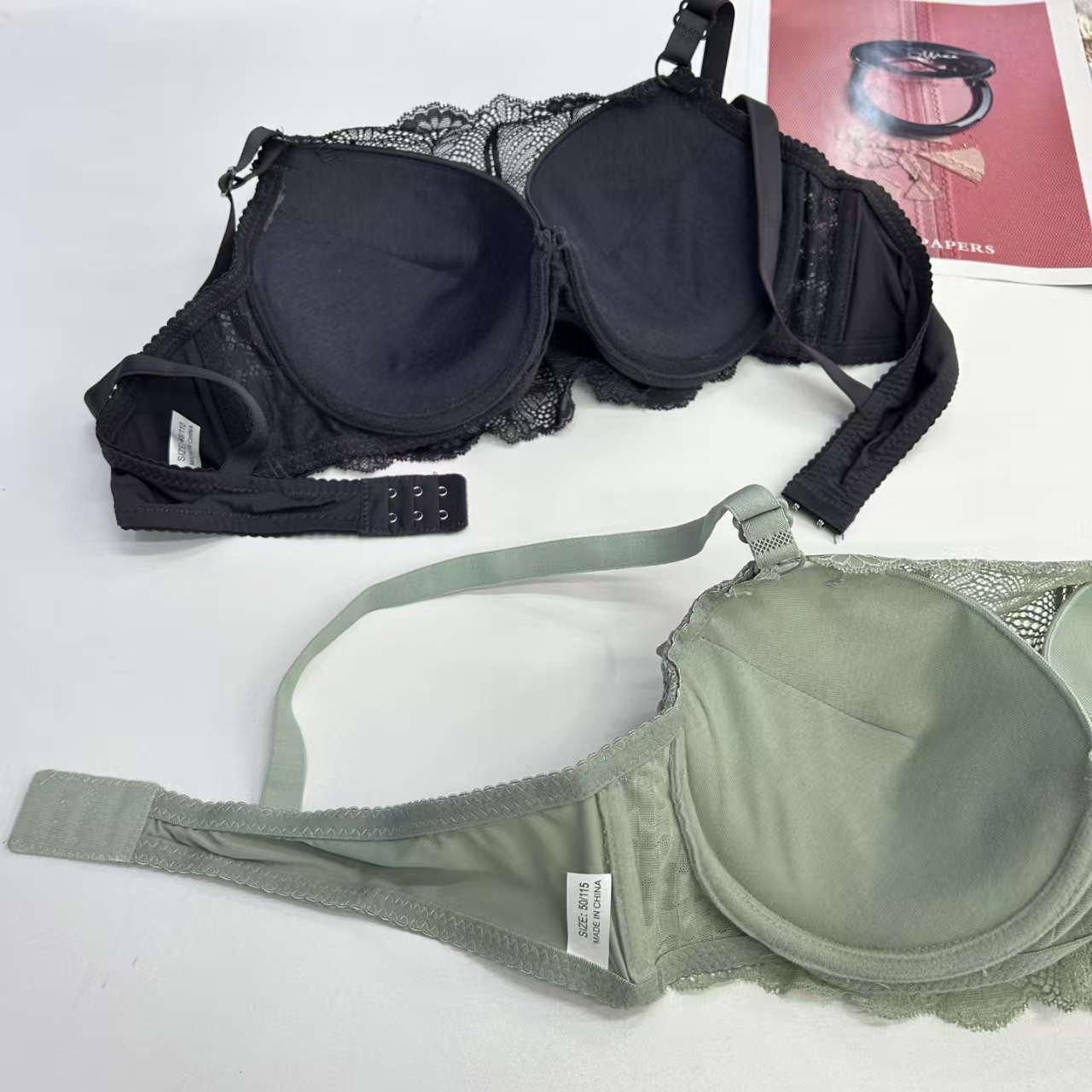 JZY-1301# Oversized French sexy lace bra, fashionable semi-transparent thickened bra with underwire, comfortable breathable underwear QNI Specification drawing