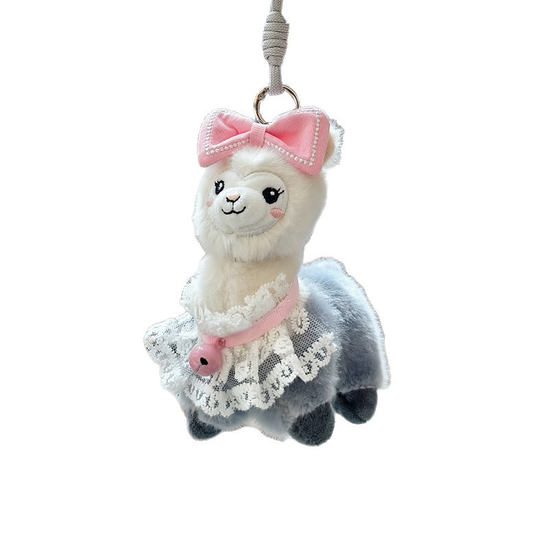 Bell alpaca creative 4-inch plush pendant, claw machine doll, key pendant, car schoolbag, hanging accessory, gift, cartoon transformation keychain, dress-up doll pendant, plush toy, cute wholesale Item Picture
