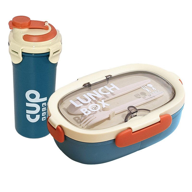 H226-513 plastic sealed compartments lunch box with tableware and water cup, suitable for office workers to microwave lunch box detail image 2