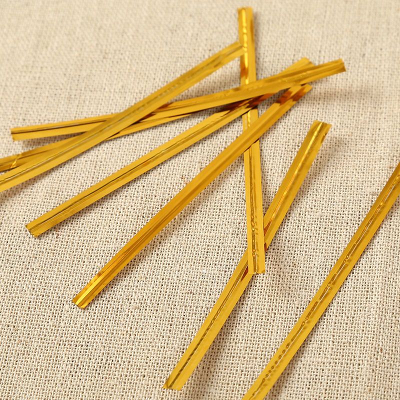 Golden wire tie, metal tie strap, binding wire, tie strip, decorative gold wire, iron wire rope, bread, food, gift, bag sealing detail image 9
