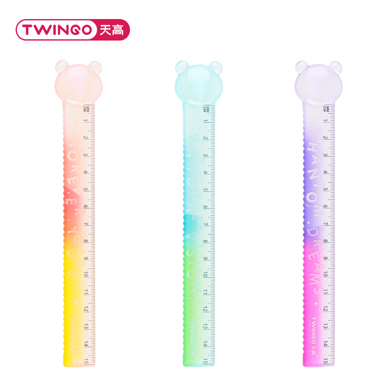 TG1133 "Mood Color Ruler Pink/Purple/Green" 15cm Wave ruler Item Picture
