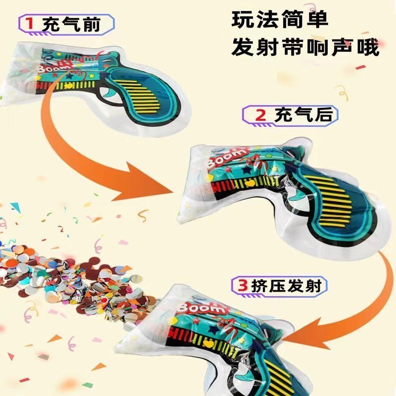 Inflatable firework gun, New Year gift flower tube, student graduation ceremony, festival handheld atmosphere prop, atmosphere magic tool Application Scenario