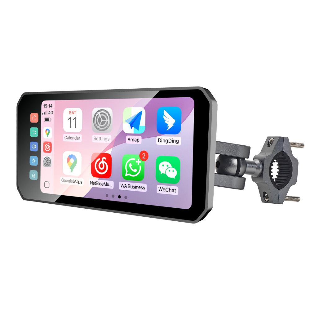 跨境热销摩托车安卓版车机4+64G行车记录仪carplay导航1080p高清