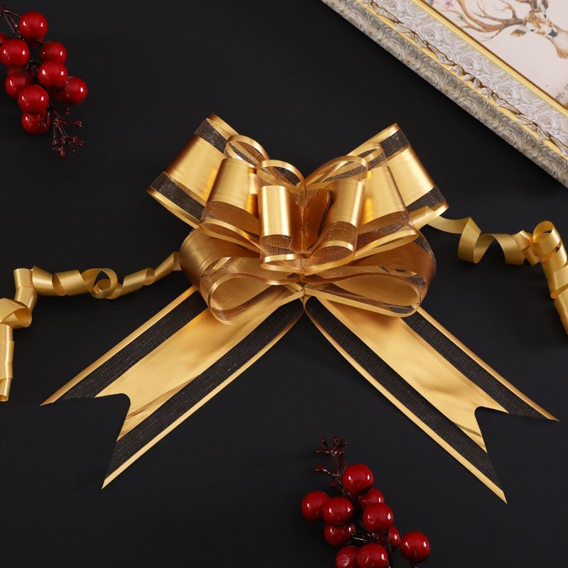 Matte jacquard mesh, colorful Christmas, New Year and wedding gifts, star-shaped flower hand-pulled bow decorations detail image 3