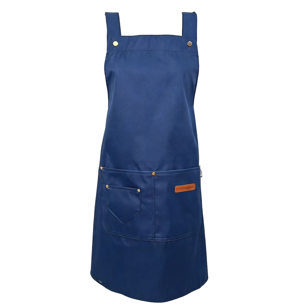 Wholesale of new high-end men's and women's aprons, waterproof and oil-proof, button-up aprons, large pocket shoulder straps aprons Specification image