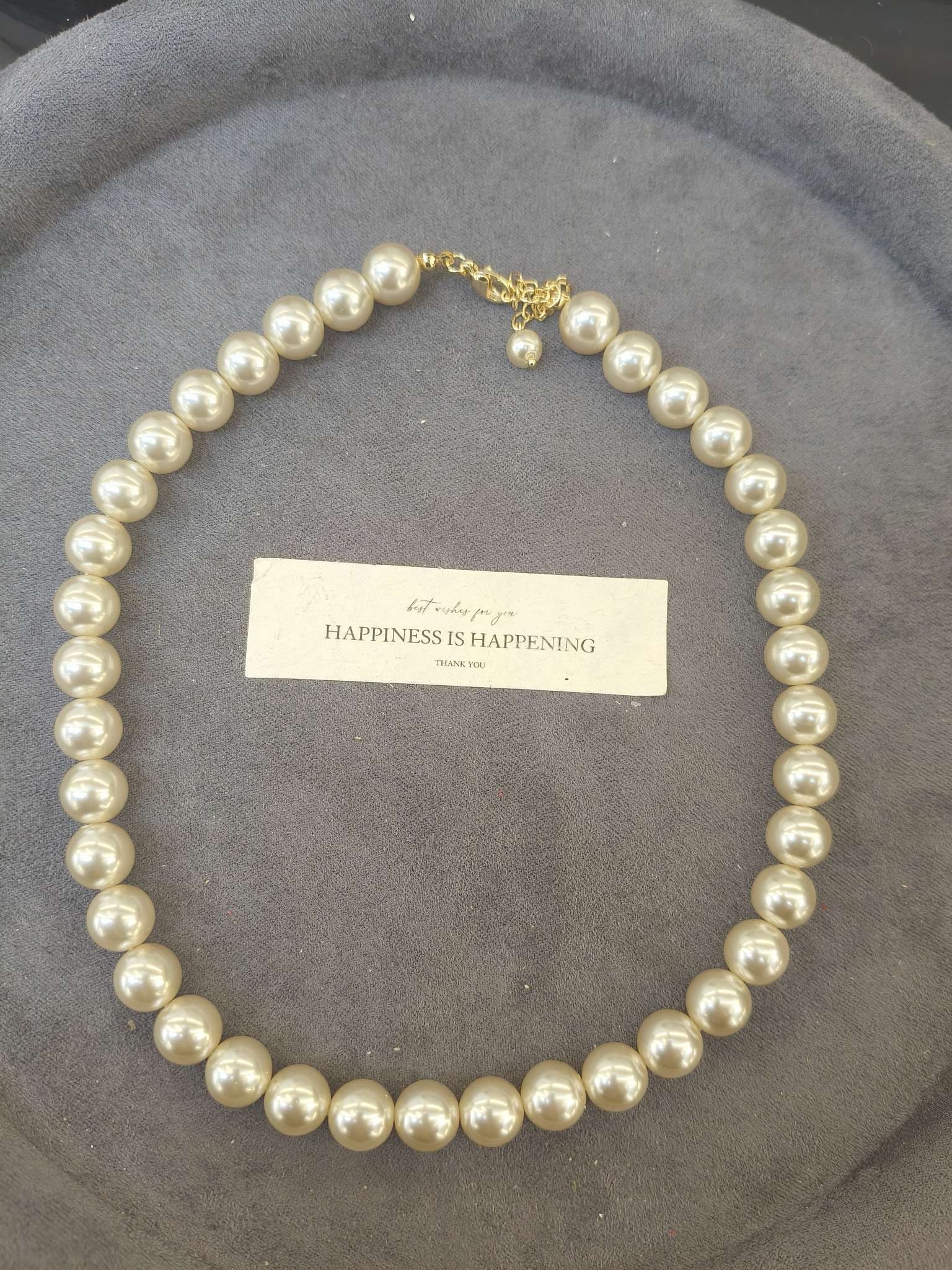 10mm香槟色施家珍珠项链女 轻奢小众高级感锁骨链 百搭颈链饰品详情图4