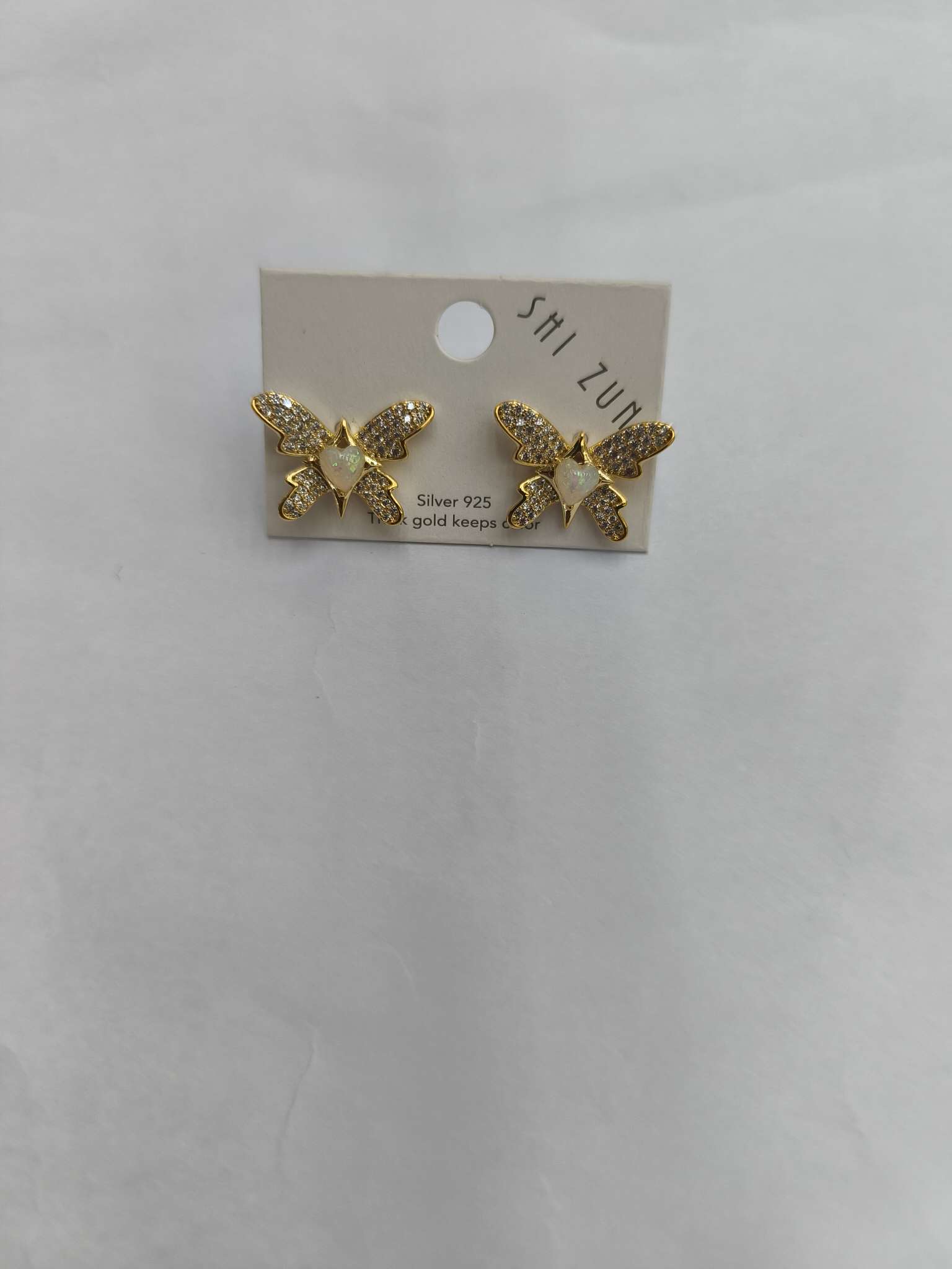 耳饰新款微镶爱心蝴蝶结花朵水滴银杏叶蝴蝶豌豆耳钉女潮