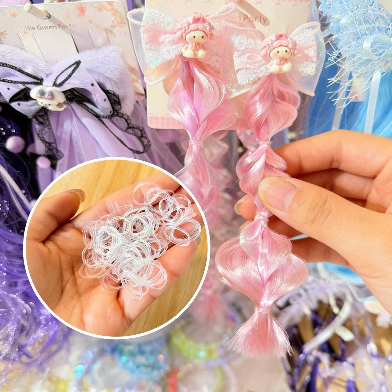 惠琴橡皮筋扎小辫假发透明耐高温皮筋饰品白底实物图