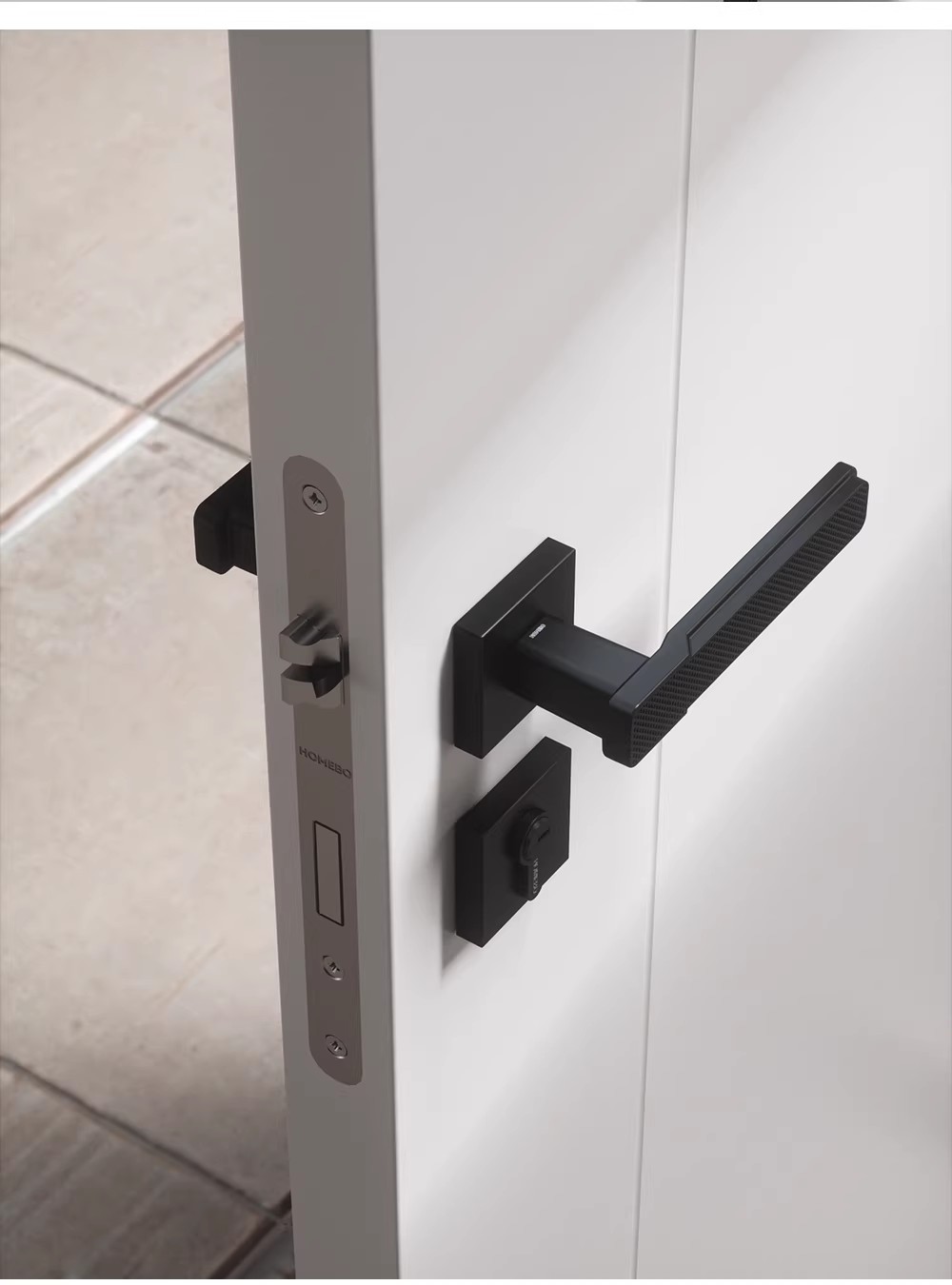 Haobao black door lock, indoor bedroom magnetic silent bathroom solid wood door handle, simple home door lock pic 10