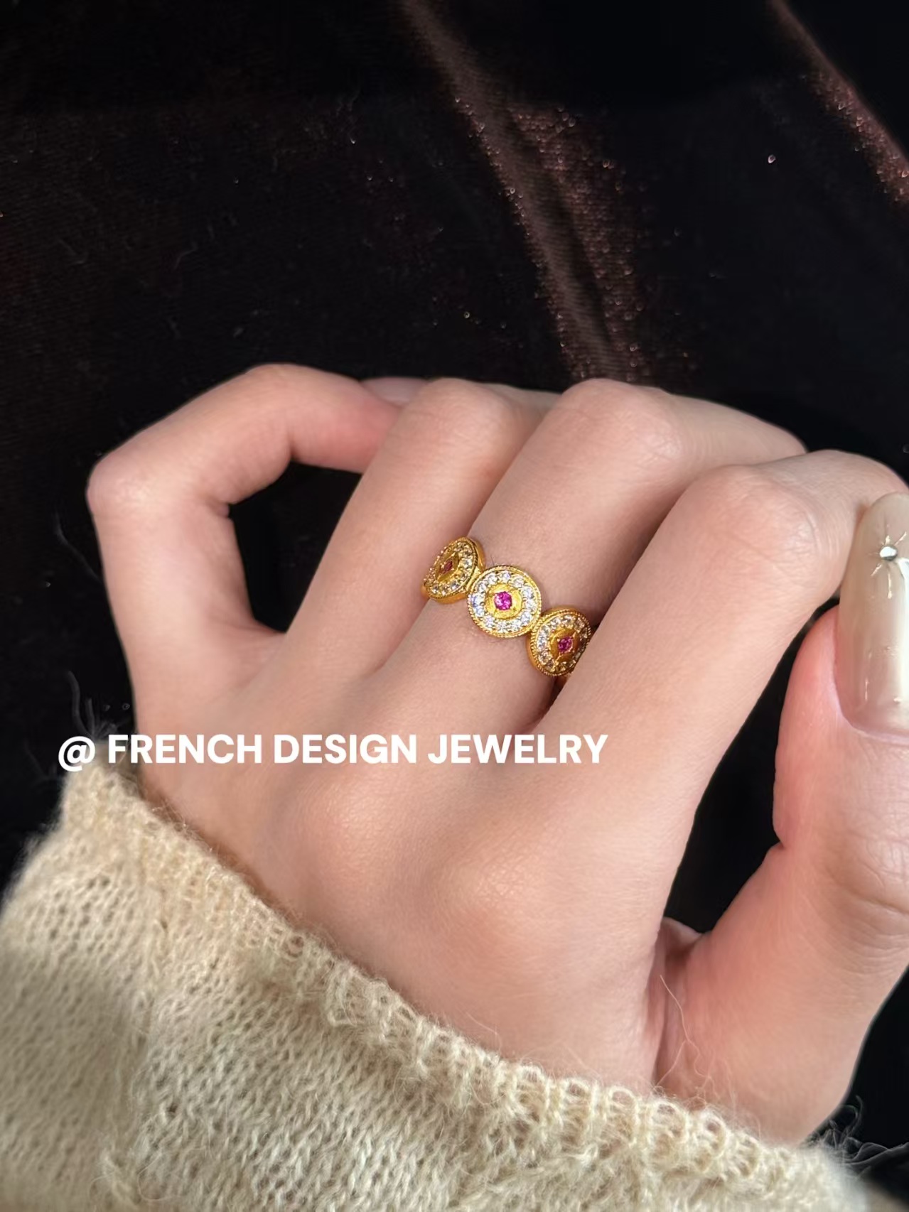 铜微镶戒指/戒指/莫桑钻/银戒指/戒指跨境细节图