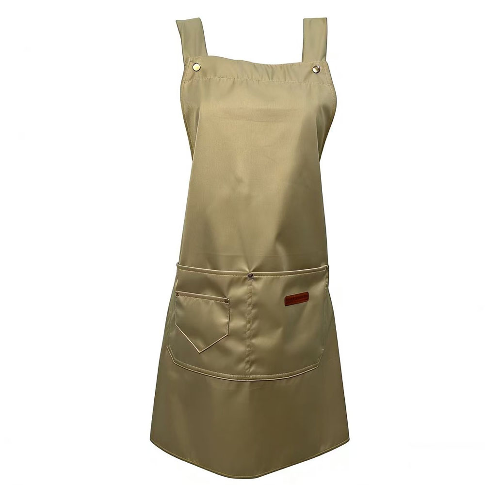 Wholesale of new high-end men's and women's aprons, waterproof and oil-proof, button-up aprons, large pocket shoulder straps aprons Application Scenario