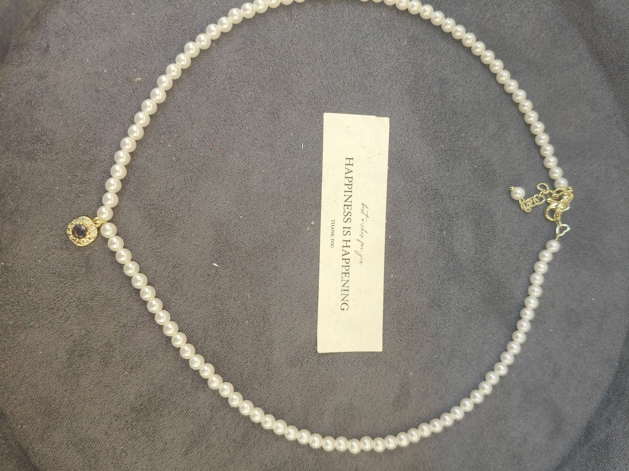 法式轻奢施家珍珠项链 小众设计感锆石吊坠 精致百搭锁骨链详情图3