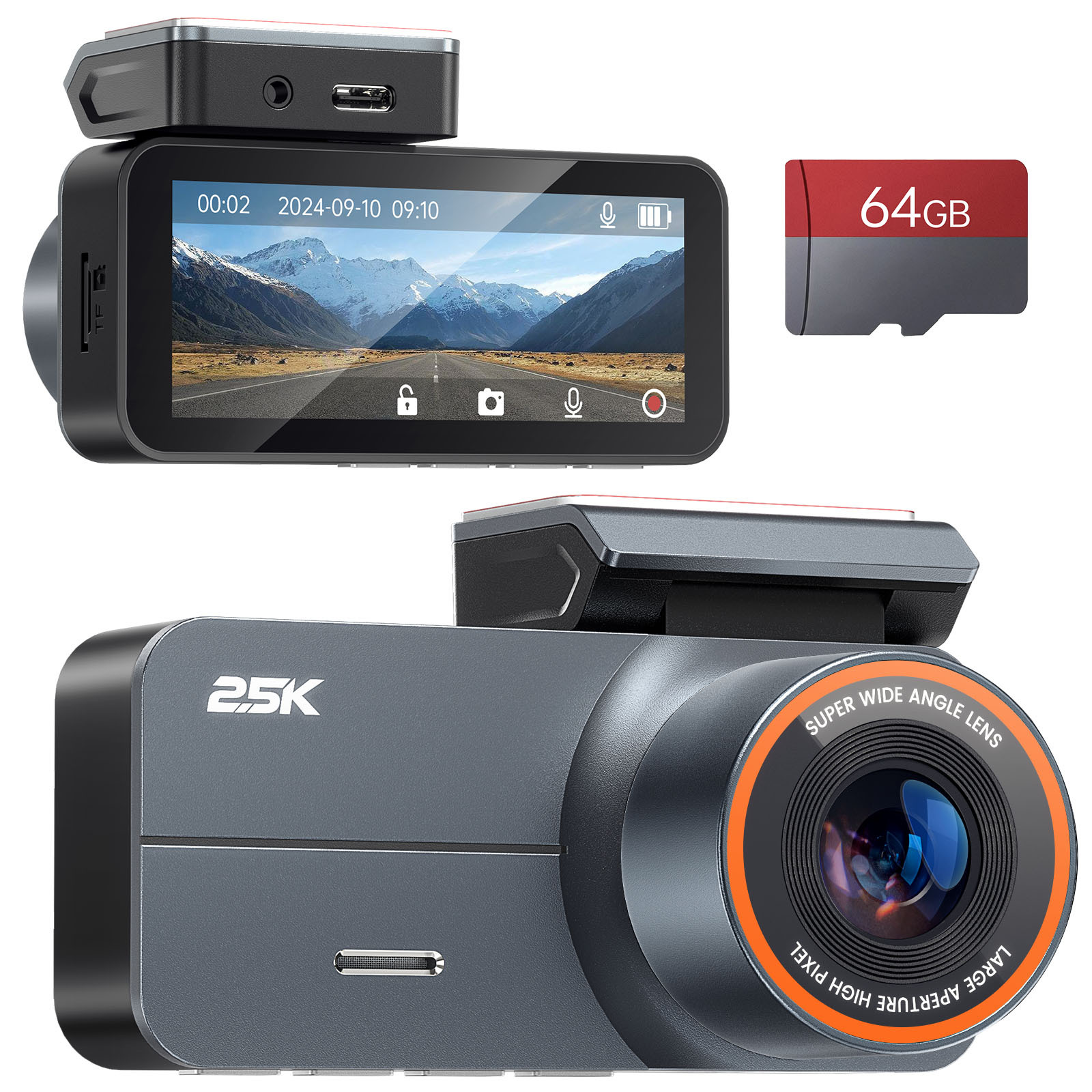 跨境 私模夜视蓝牙停车监控 2.5K高清记录仪 行车记录仪前后双