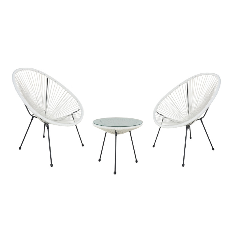 Acapulco Egg Chair three-piece set, balcony leisure table and chair, outdoor courtyard rattan chair and coffee table combination pic 9