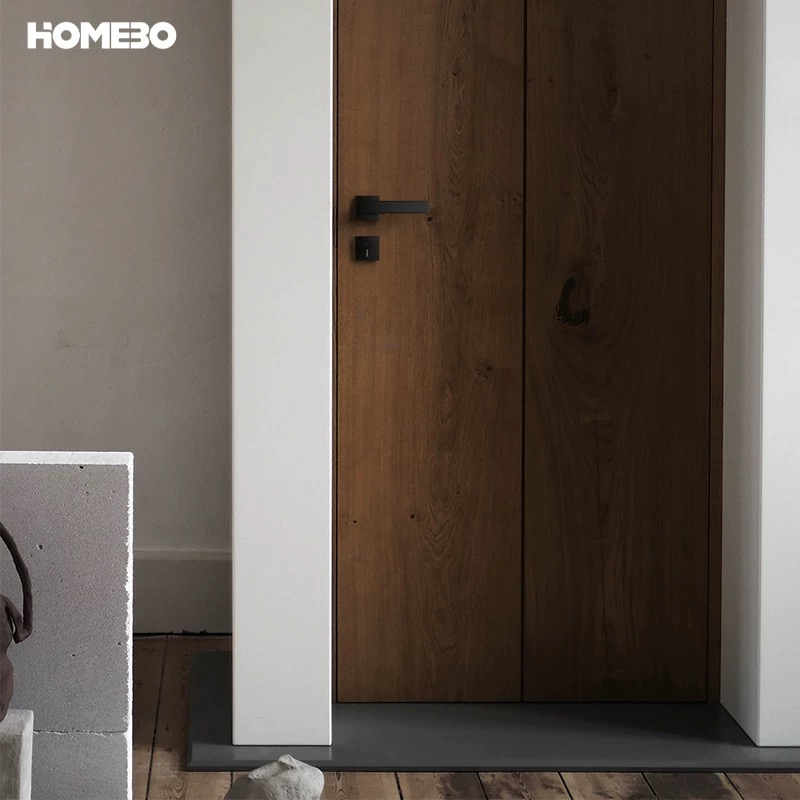 Haobao black door lock, indoor bedroom magnetic silent bathroom solid wood door handle, simple home door lock Application Scenario