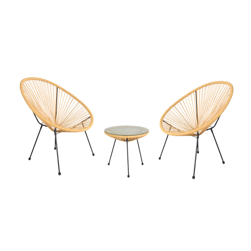 Acapulco Egg Chair three-piece set, balcony leisure table and chair, outdoor courtyard rattan chair and coffee table combination