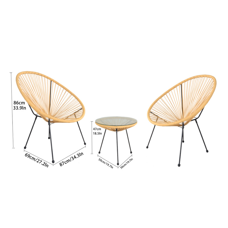 Acapulco Egg Chair three-piece set, balcony leisure table and chair, outdoor courtyard rattan chair and coffee table combination pic 5
