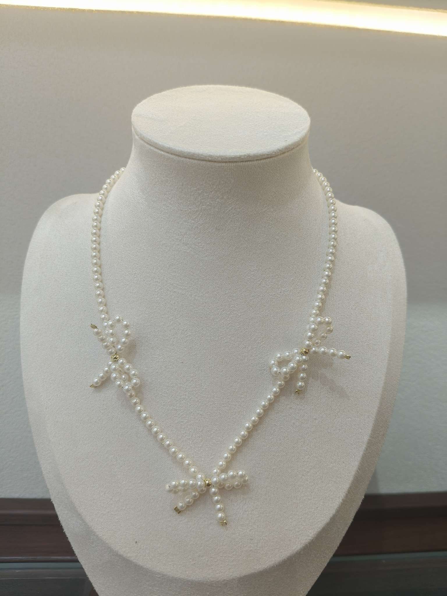 施家珍珠蝴蝶结项链 轻奢小众设计感锁骨链