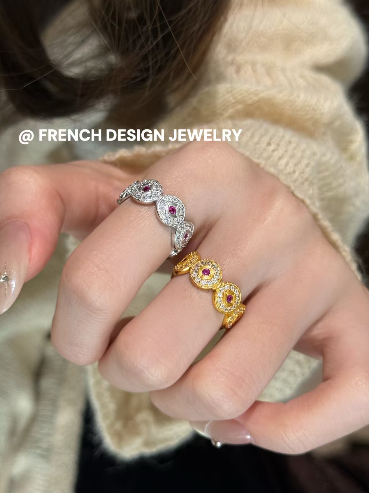 铜微镶戒指/戒指/莫桑钻/银戒指/戒指跨境产品图