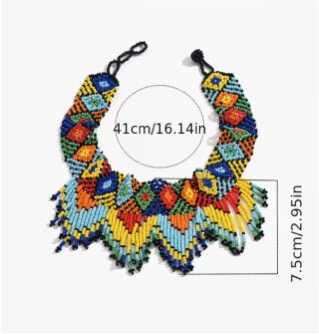 波西米亚米珠项链女款手工串珠女款项链白底实物图