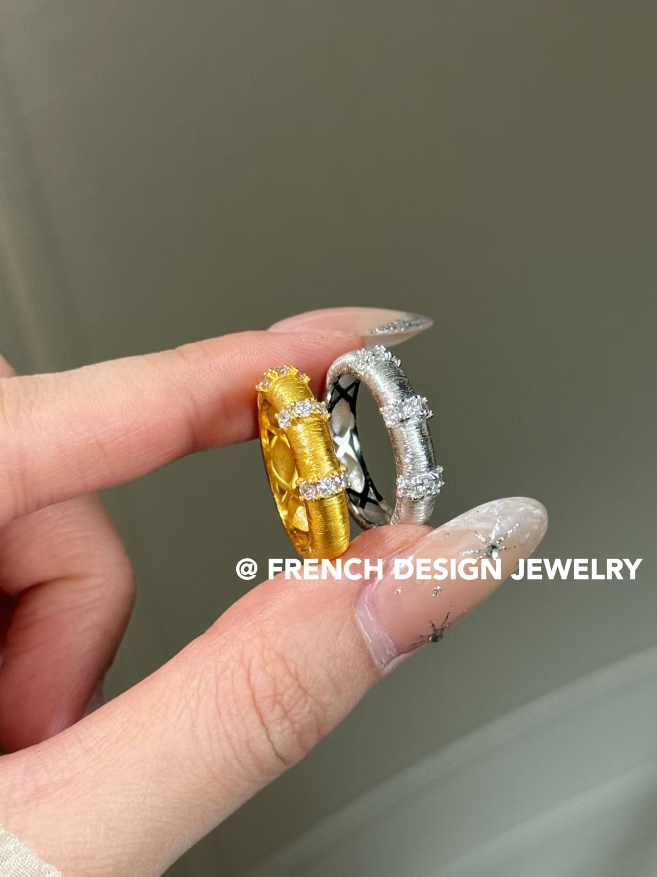 拉丝锆石戒指高级百搭