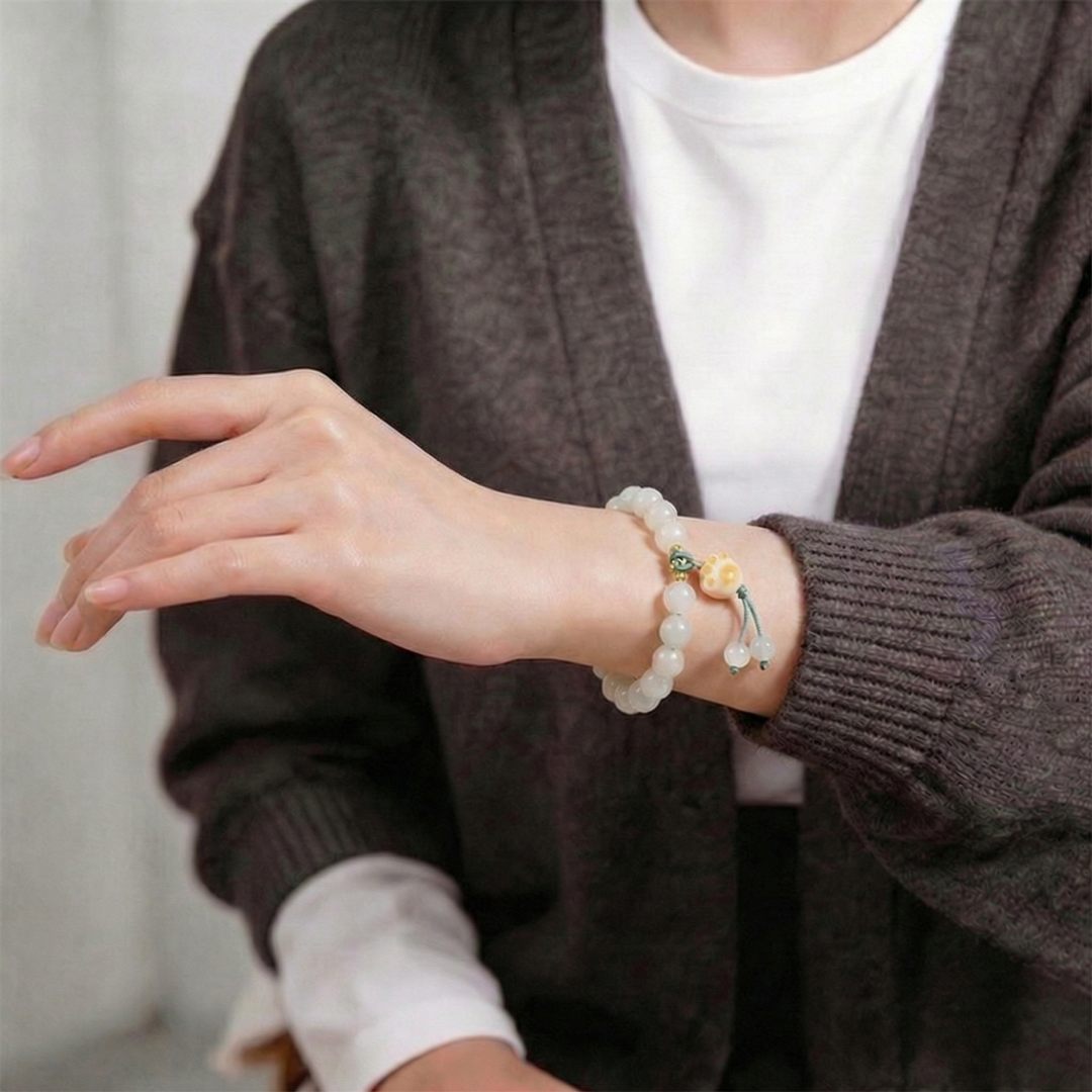【 Yajinpei Jewelry 】8MM Tianshan Jade Custom Design Series bracelet Application Scenario