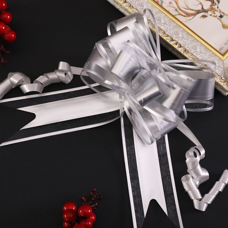 Matte jacquard mesh, colorful Christmas, New Year and wedding gifts, star-shaped flower hand-pulled bow decorations detail image 2