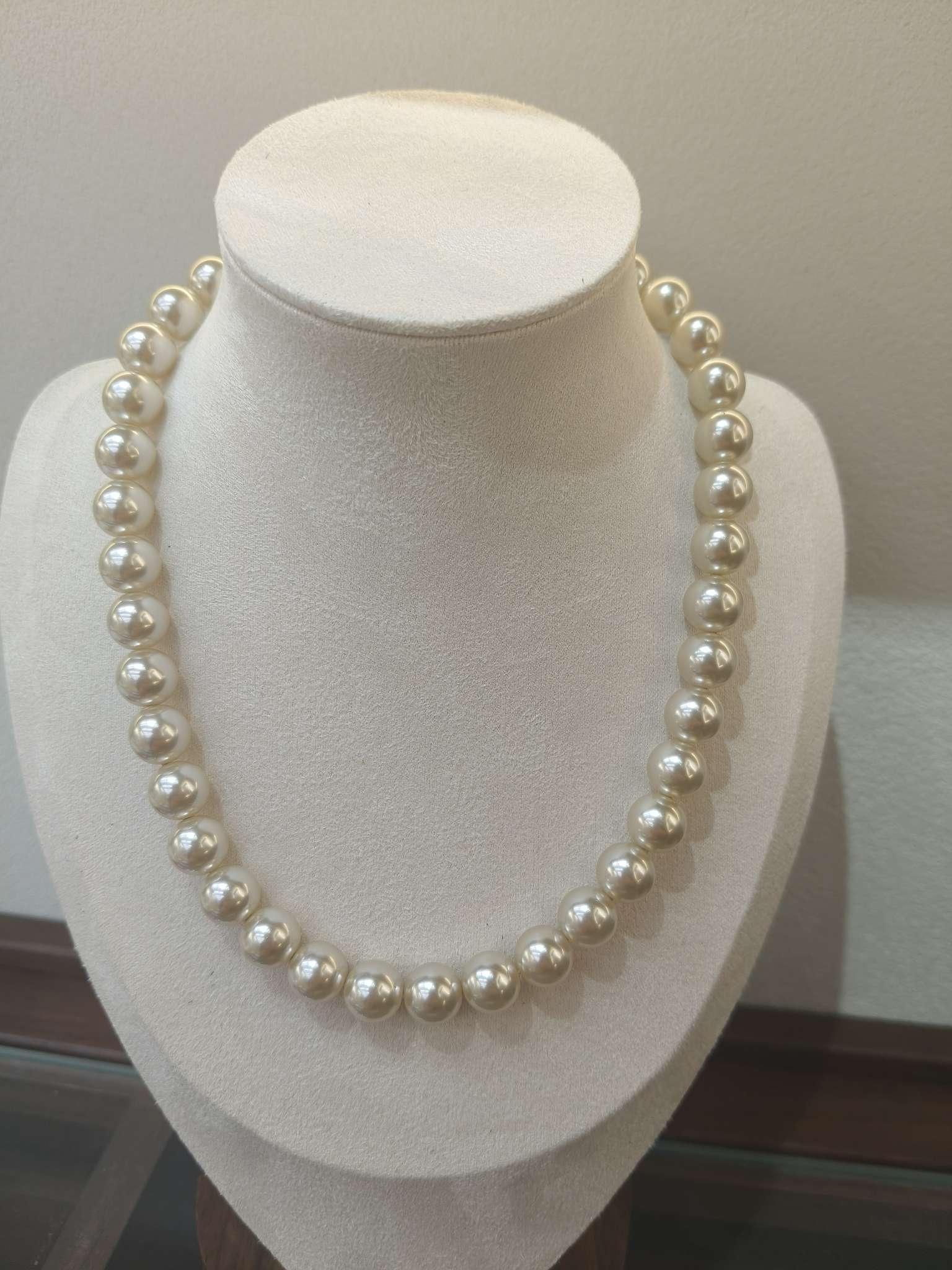 10mm香槟色施家珍珠项链女 轻奢小众高级感锁骨链 百搭颈链饰品