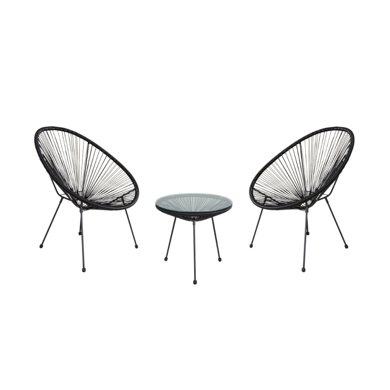 Acapulco Egg Chair three-piece set, balcony leisure table and chair, outdoor courtyard rattan chair and coffee table combination pic 8