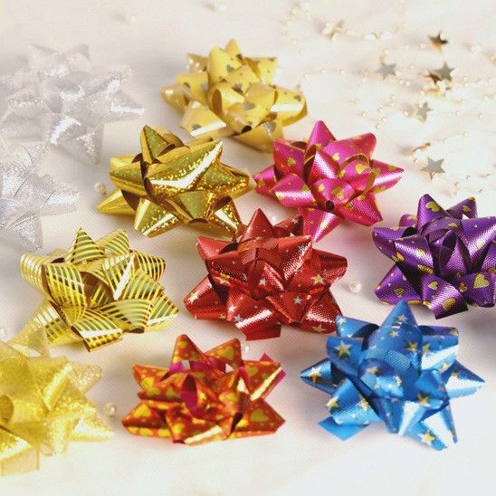 Three-dimensional gift flower packaging [Star Flower] Finished gift decoration with self-adhesive flower-patterned ribbons