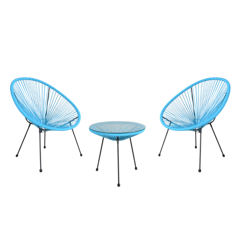 Acapulco Egg Chair three-piece set, balcony leisure table and chair, outdoor courtyard rattan chair and coffee table combination Specification image