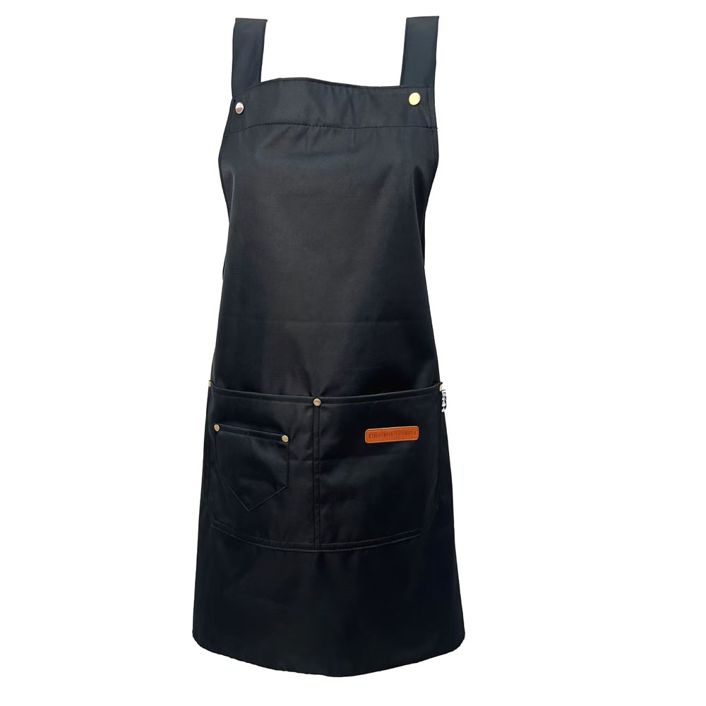 Wholesale of new high-end men's and women's aprons, waterproof and oil-proof, button-up aprons, large pocket shoulder straps aprons Item Picture