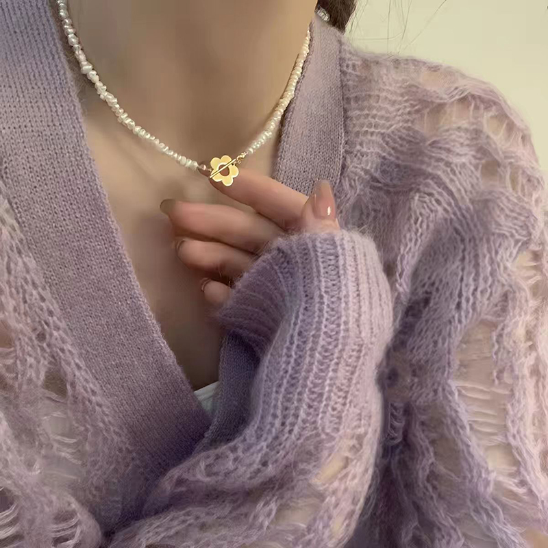 项链/珍珠/天然石项链/珍珠链条女款拼接气质/珍珠项链产品图