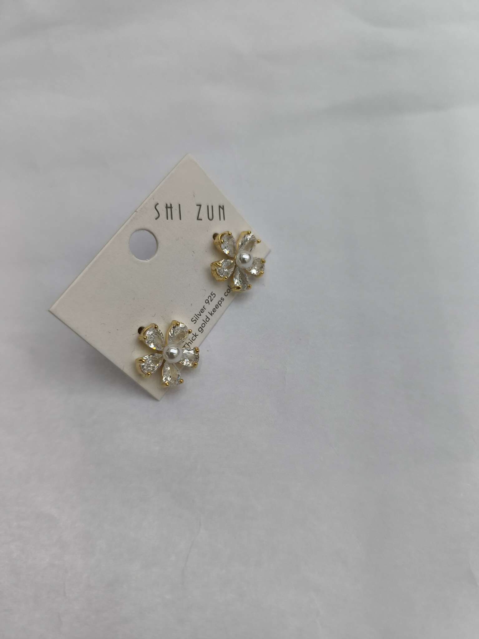 日韩轻奢水钻花朵耳钉女纯银小设计感高级耳环2026年新款爆款耳饰详情图2