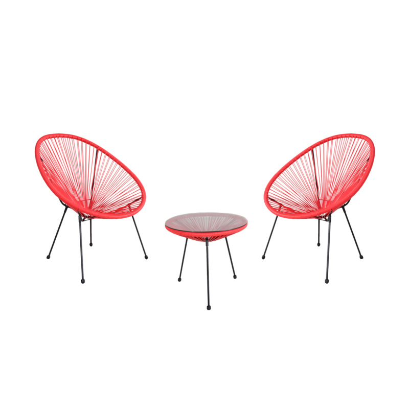 Acapulco Egg Chair three-piece set, balcony leisure table and chair, outdoor courtyard rattan chair and coffee table combination pic 10