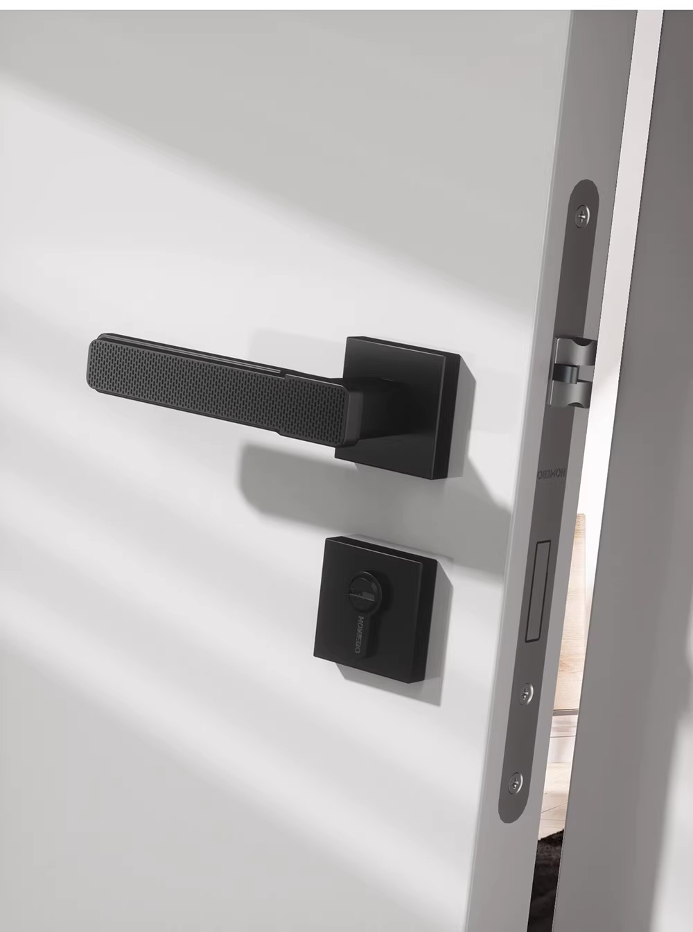 Haobao black door lock, indoor bedroom magnetic silent bathroom solid wood door handle, simple home door lock pic 9