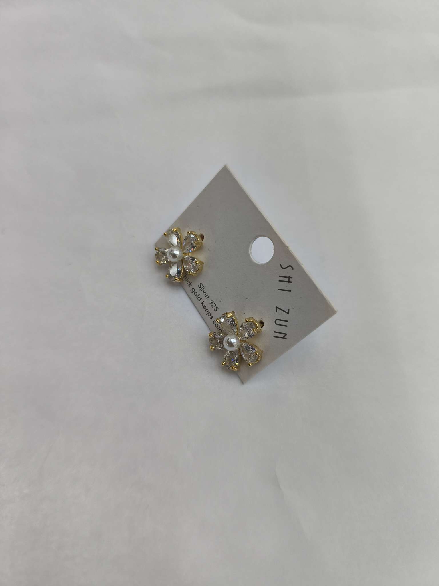 日韩轻奢水钻花朵耳钉女纯银小设计感高级耳环2026年新款爆款耳饰详情图3