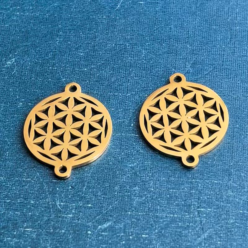 Cross-border foreign trade hollowed-out circular bracelet pendant, titanium steel and stainless steel DIY jewelry accessory connector, fashionable and individual detail image 5