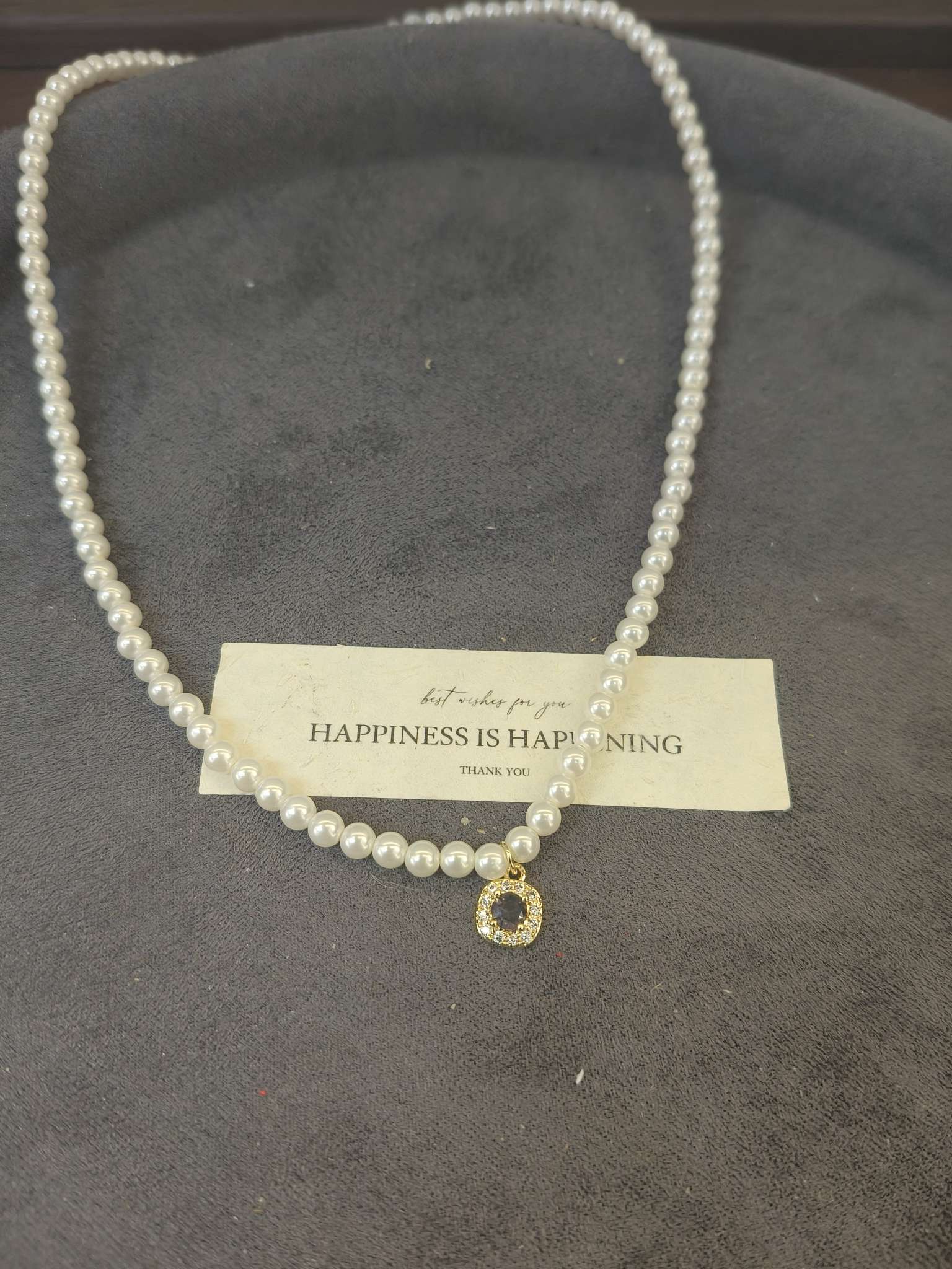 法式轻奢施家珍珠项链 小众设计感锆石吊坠 精致百搭锁骨链白底实物图