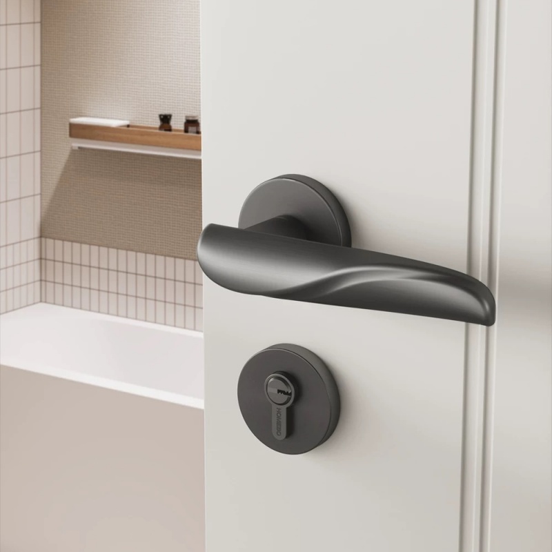Haobao door lock, indoor silent bedroom room magnetic minimalist lock, bathroom home simple solid wood door handle Item Picture