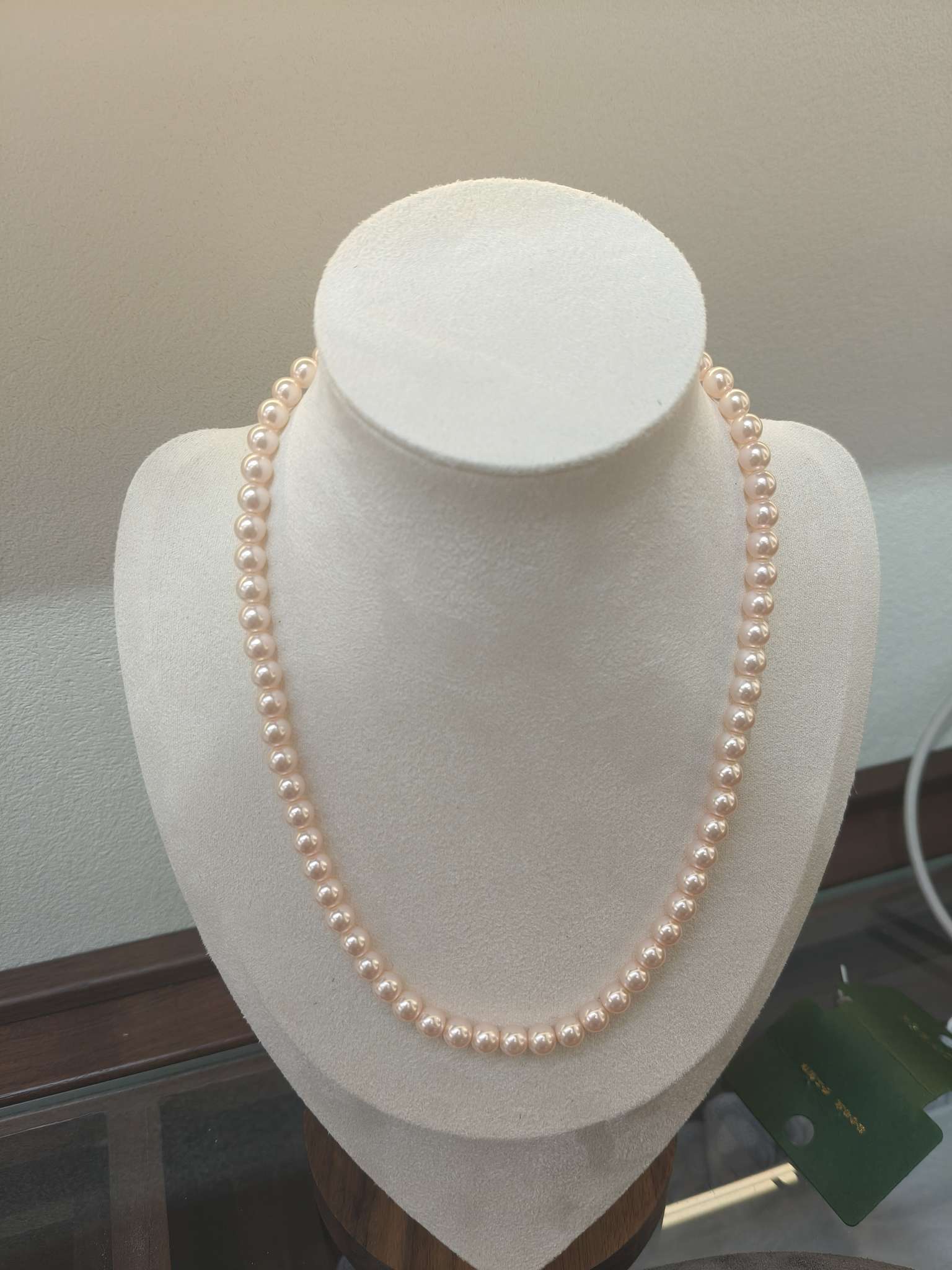 6mm粉色施家珍珠项链女 轻奢小众高级感锁骨链 百搭颈链饰品