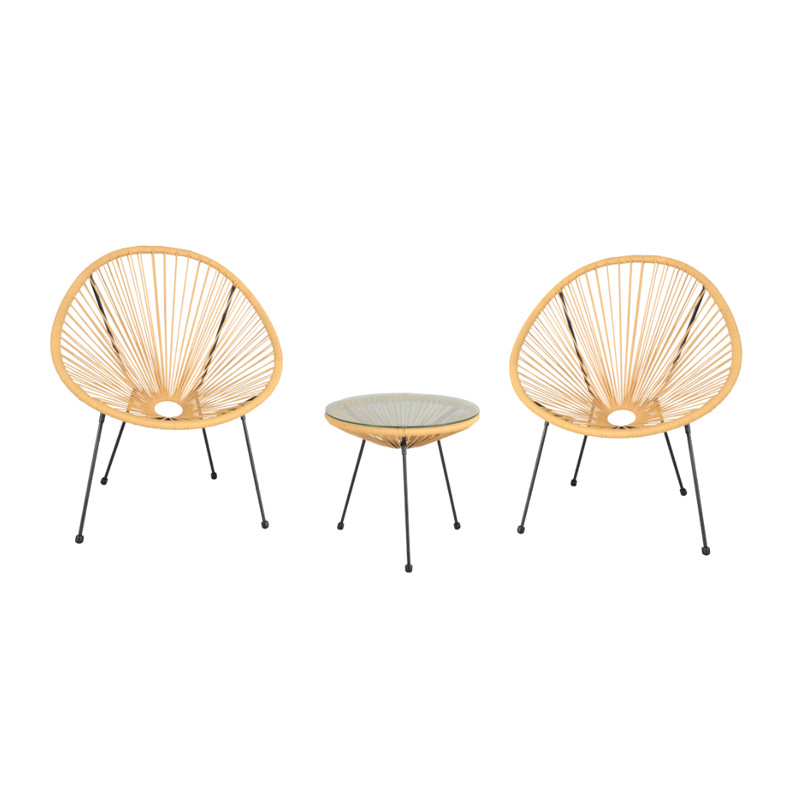 Acapulco Egg Chair three-piece set, balcony leisure table and chair, outdoor courtyard rattan chair and coffee table combination pic 3
