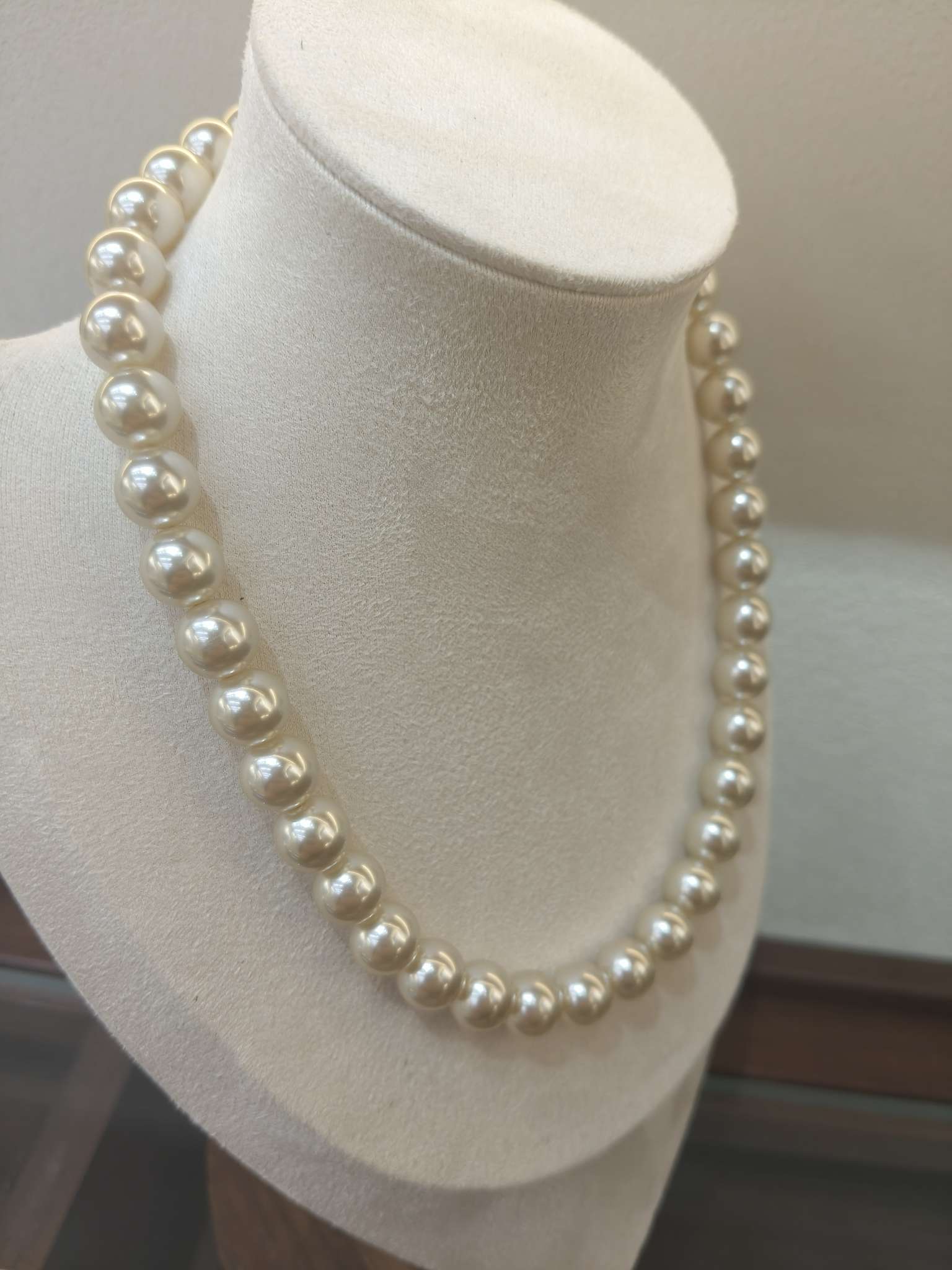 10mm香槟色施家珍珠项链女 轻奢小众高级感锁骨链 百搭颈链饰品产品图